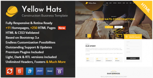 Yellow Hats – Construction, Building & Renovation HTML Template yellow hats construction building renovation html template