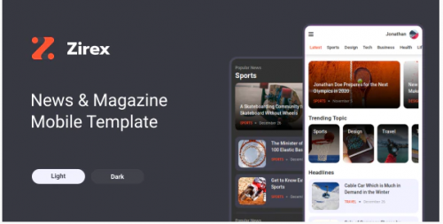 Zirex – News & Magazine Mobile Template zirex news magazine mobile template