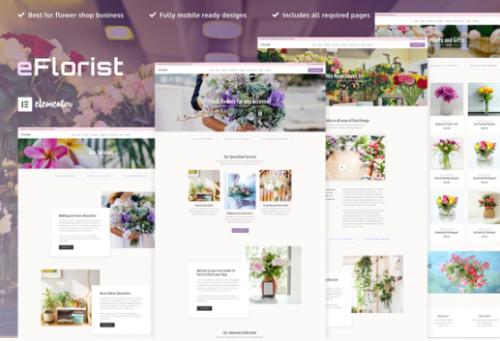 eFlorist – Flower Boutique & Decoration Elementor Template Kit eflorist flower boutique decoration elementor template kit