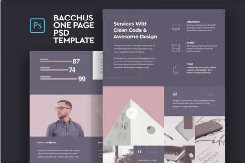 Bacchus – One Page PSD Template