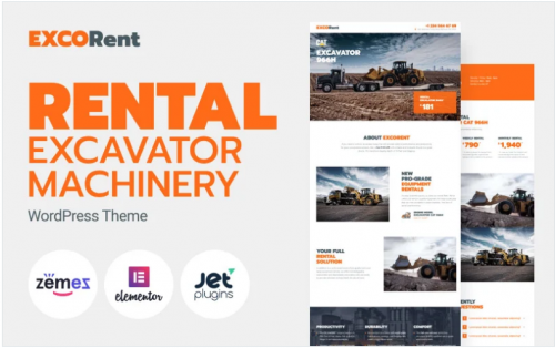 ExcoRent – Equipment Rental Template for Strong Landing Page WordPress Theme