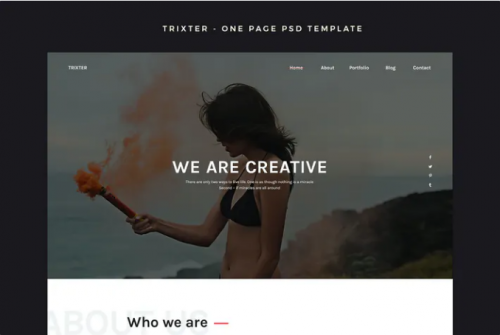Trixter – One Page Psd Template