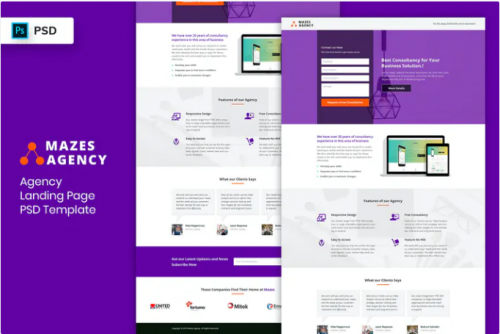 Agency – Landing Page PSD Template