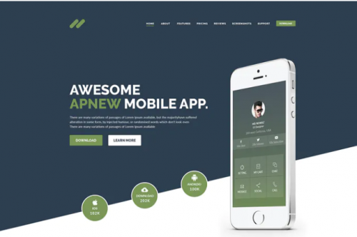 ApNew – App Landing PSD Template apnew app landing psd template
