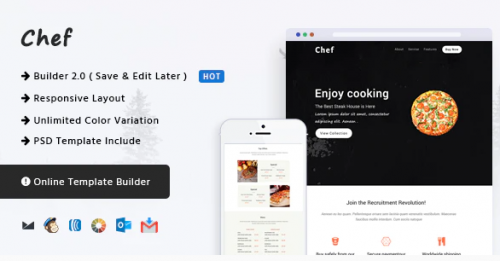 Chef – Responsive Email Template + Online Builder chef responsive email template online builder