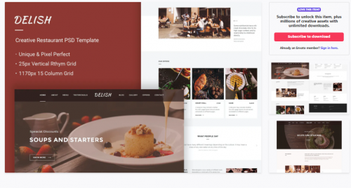 Delish – Creative Restaurant Website PSD Theme delish creative restaurant website psd theme