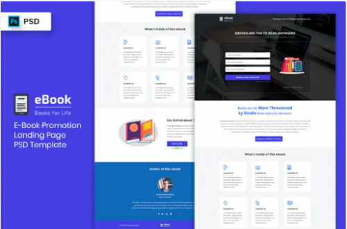 Ebook – Landing Page PSD Template ebook landing page psd template