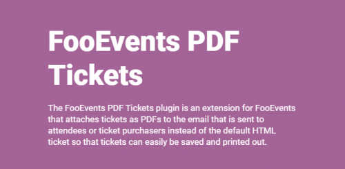 FooEvents PDF Tickets 1.9.15 fooevents pdf tickets