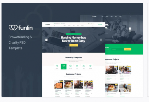 Funlin – Crowdfunding & Charity PSD Template funlin crowdfunding charity psd template