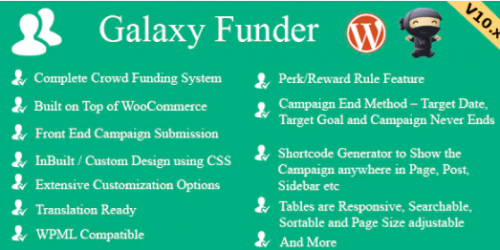 Galaxy Funder – WooCommerce Crowdfunding System 11.5 galaxy funder woocommerce crowdfunding system