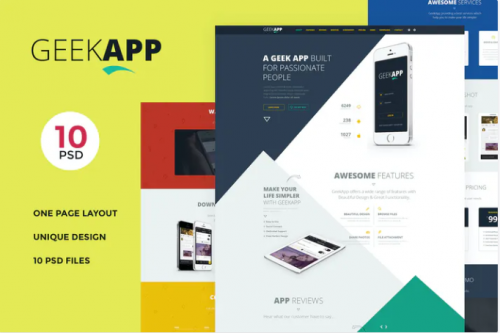 GeekApp – One Page App Landing PSD Template geekapp one page app landing psd template