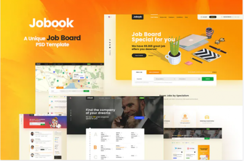 Jobook – A Unique Job Board Website PSD Template jobook a unique job board website psd template