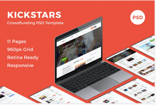 Kickstars – Crowdfunding PSD Template kickstars crowdfunding psd template