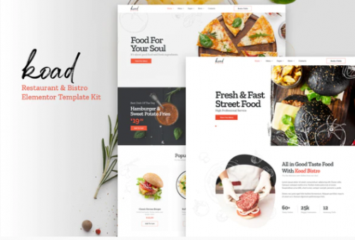 Koad – Restaurant & Bistro Elementor Template Kits koad restaurant bistro elementor template kits
