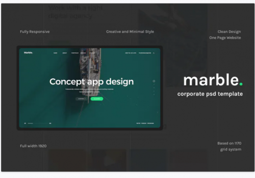 Marble – One Page Psd Template marble one page psd template