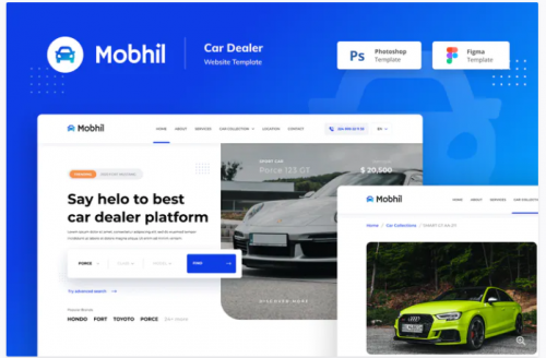 Mobhil Car Dealer Website Figma PSD Template mobhil car dealer website figma psd template