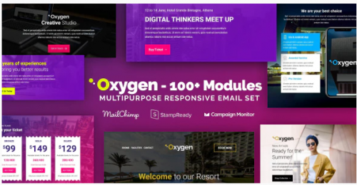 Oxygen – Multipurpose Email Set with 100+ Modules + MailChimp Editor + StampReady + Online Builder oxygen multipurpose email set with modules mailchimp editor stampready online builder