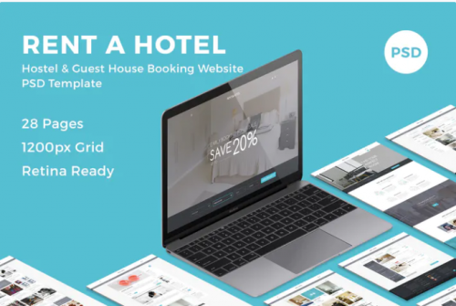 Rent a Hotel – Booking Website PSD Template rent a hotel booking website psd template