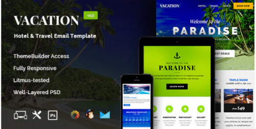 Vacation – Hotel/Travel Newsletter + Builder Access vacation hoteltravel newsletter builder access