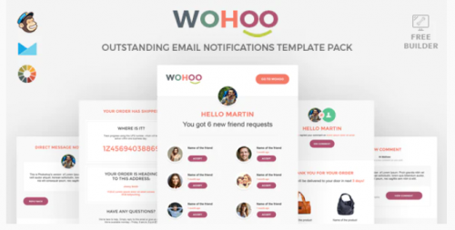 WOHOO – Beautiful Email Notifications Template – 15 Modules – Mailchimp & CampaignMoniter – Builder wohoo beautiful email notifications template modules mailchimp campaignmoniter builder
