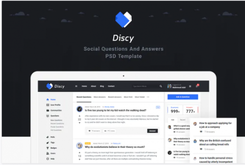 discy – Social Questions & Answers PSD Template discy social questions answers psd template