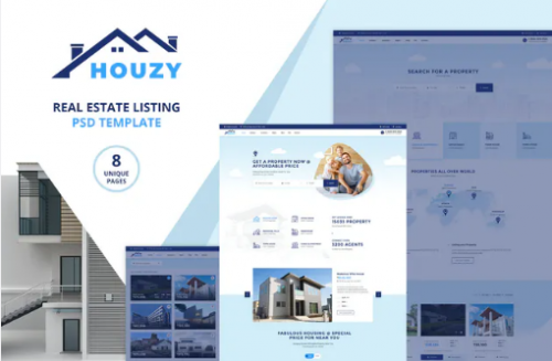 Houzy | Real Estate Listing PSD Template kjl