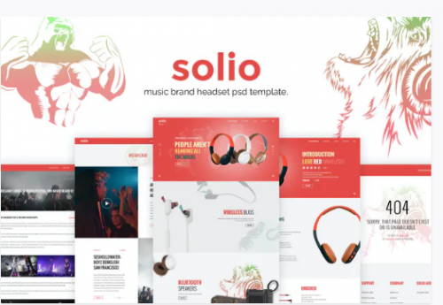 SOLIO – Music Brand Headset PSD Template y tlkf