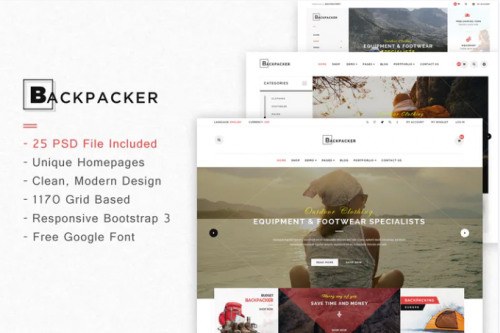 BackPacker – Multipurpose eCommerce PSD Template backpacker multipurpose ecommerce psd template