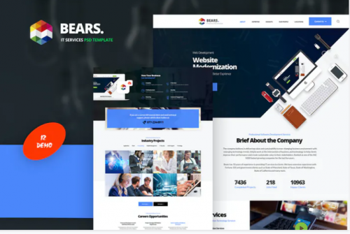 Bear’s – IT Services PSD Template bears it services psd template