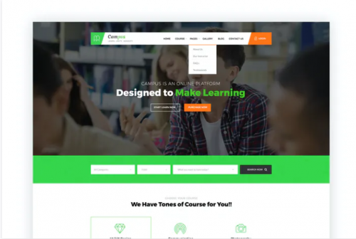 Campus – Education, Course & Learning PSD Template campus education course learning psd template