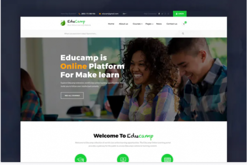 EduCamp – Education & Online Learning PSD Template educamp education online learning psd template