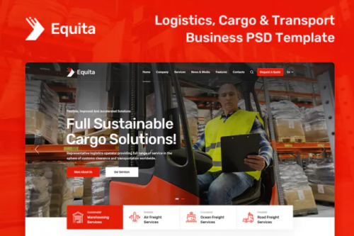 Equita – Logistics and Transport PSD Template equita logistics and transport psd template