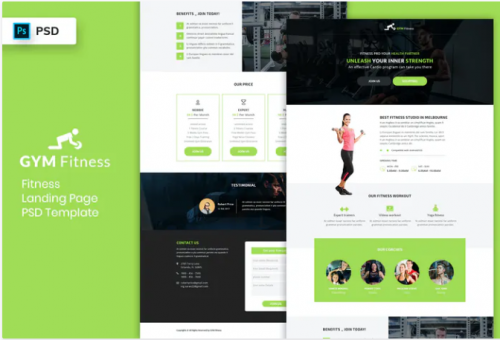 Fitness – Landing Page PSD Template fitness landing page psd template
