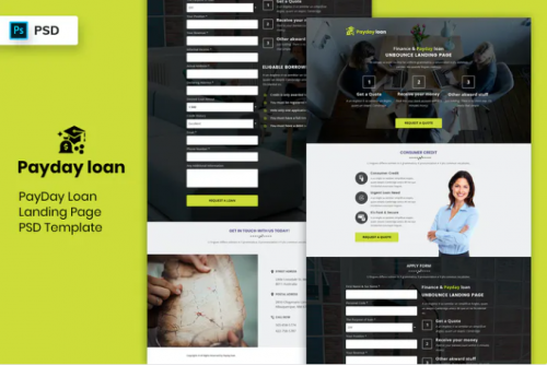 Payday Loan – Landing Page PSD Template payday loan landing page psd template