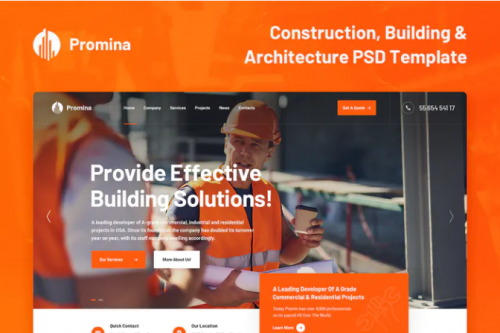 Promina – Construction And Building PSD Template promina construction and building psd template