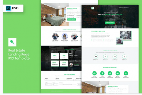 Real Estate – Landing Page PSD Template-02 real estate landing page psd template