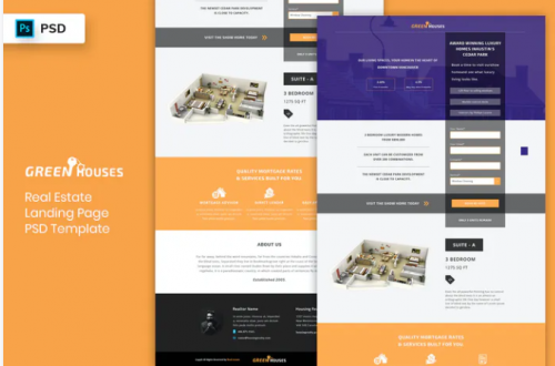Real Estate – Landing Page PSD Template real estate landing page psd template