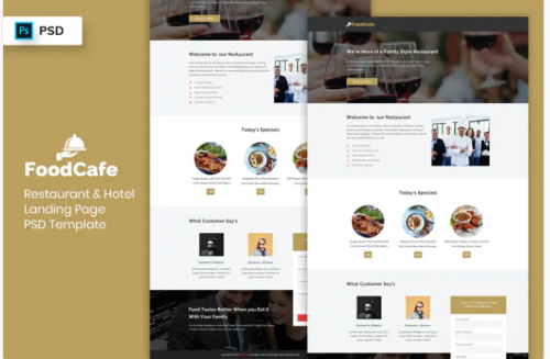 Restaurant & Hotel – Landing Page PSD Template restaurant hotel landing page psd template
