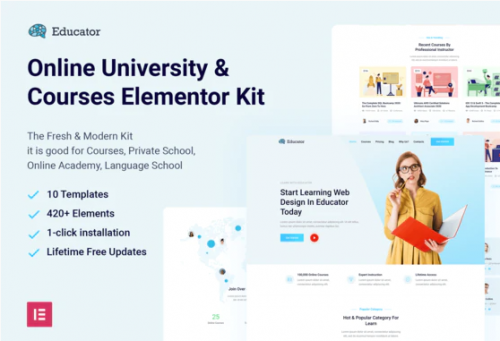 Educator – Online University & Courses Elementor Template Kit educator online university courses elementor template kit
