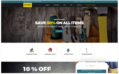 Mr. Crush – Tools & Equipment Multipage Clean Shopify Theme mr crush tools equipment multipage clean shopify theme