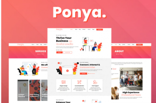Ponya – Social Media Agency Template Kit ponya social media agency template kit