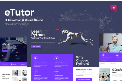eTutor – Education & Online Course Elementor Template Kit etutor education online course elementor template kit