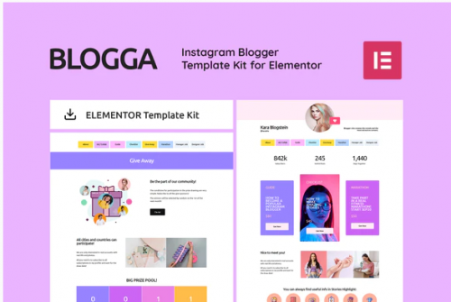 BLOGGA – Instagram Blogger Elementor Template Kit blogga instagram blogger elementor template kit
