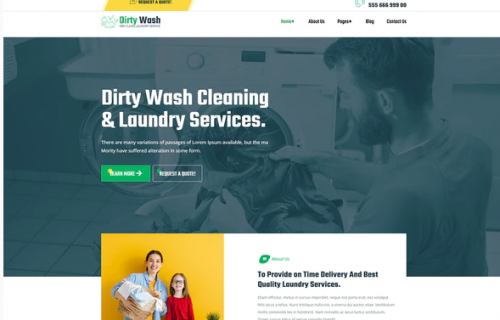 DirtyWash – Dry Cleaning & Laundry Service Elementor Template Kit dirtywash dry cleaning laundry service elementor template kit