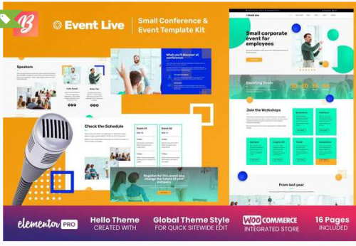 EventLive – Small Conference & Event Elementor Template Kit eventlive small conference event elementor template kit