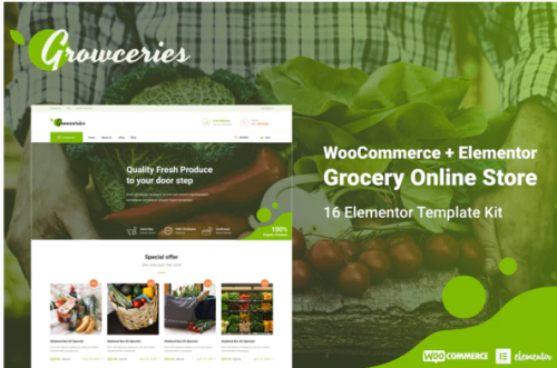 Growceries – Food & Grocery Store Elementor Template Kit growceries food grocery store elementor template kit
