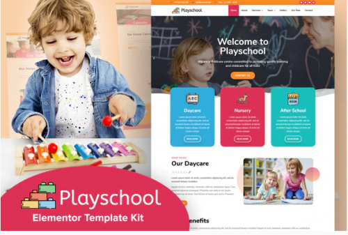 Playschool – Childcare & School Elementor Template Kit playschool childcare school elementor template kit