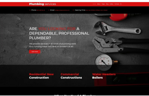 Plumbing Services Joomla Template plumbing services joomla template