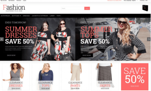 Plus Size Women Clothing Magento Theme