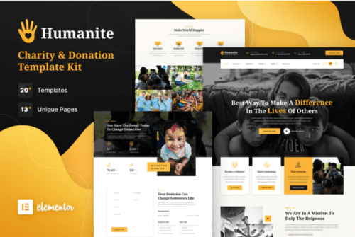 Humanite – Charity Donation Elementor Template Kit
